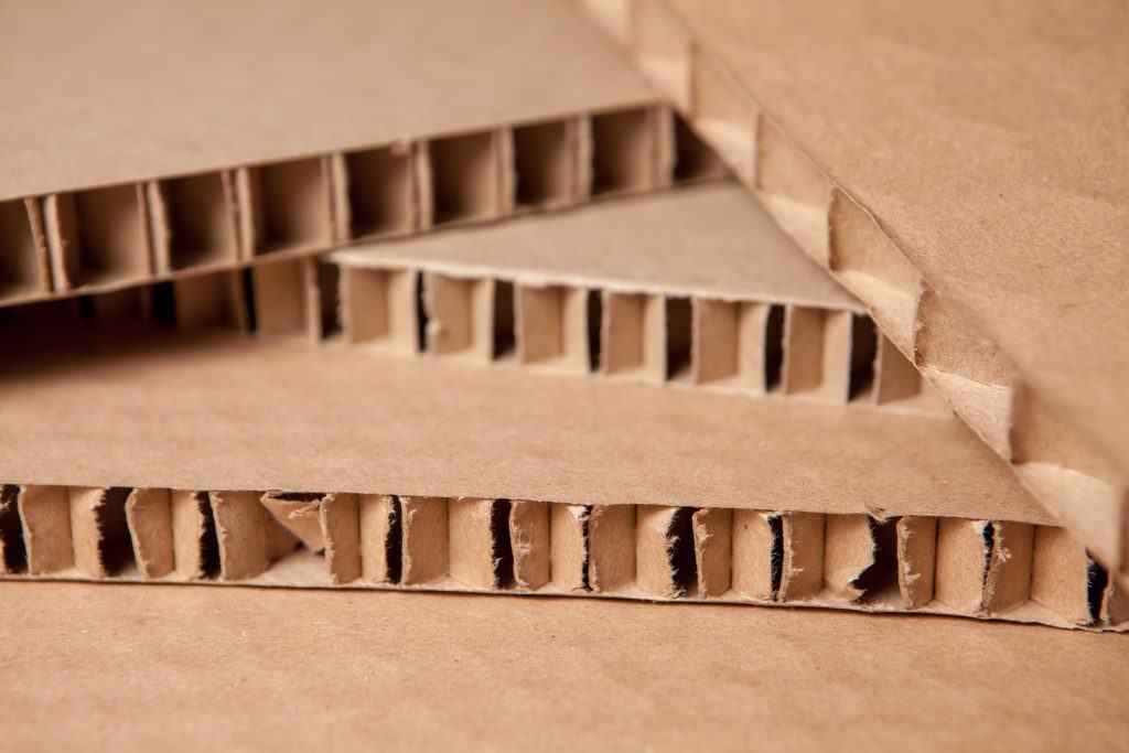 A close view of corrugated board layers