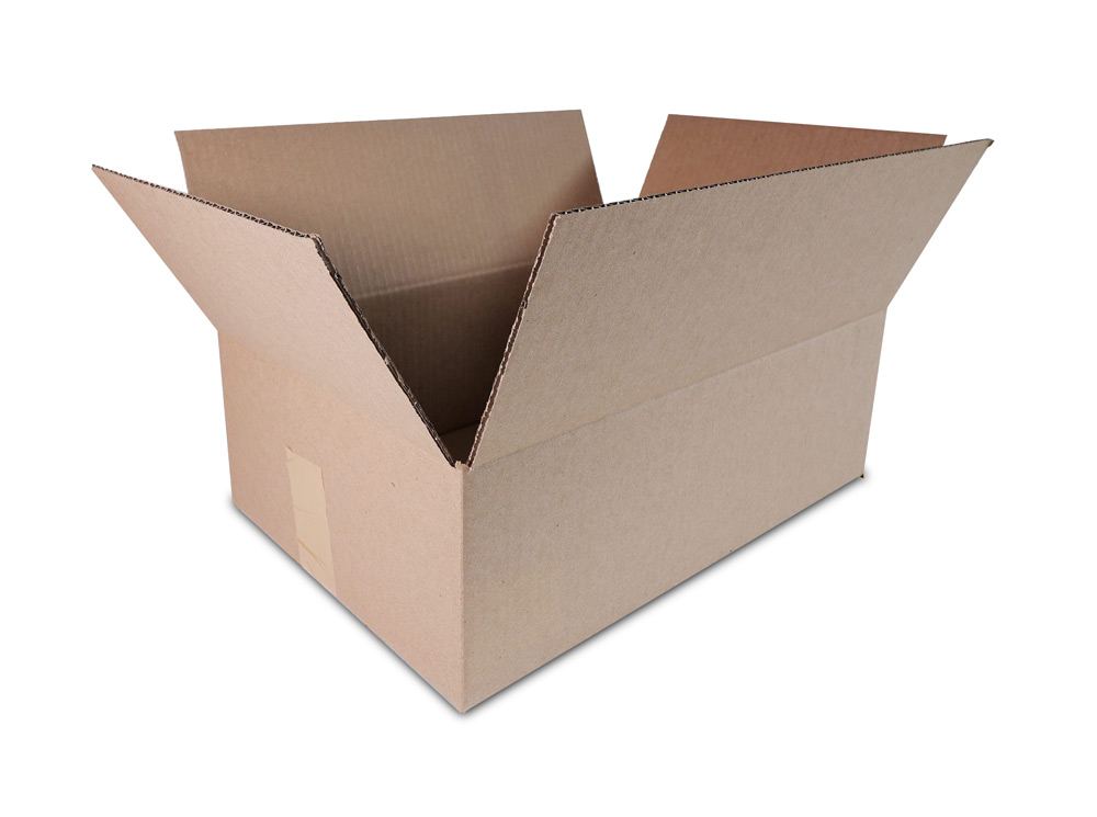 A standard regular slotted corrugated box