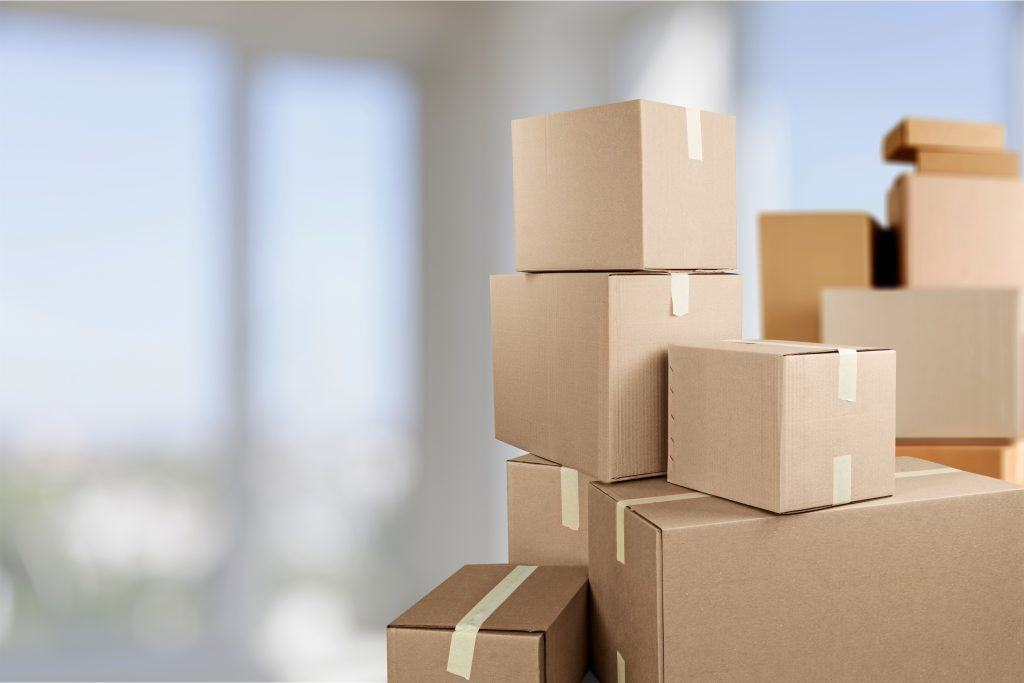 Stacked corrugated boxes